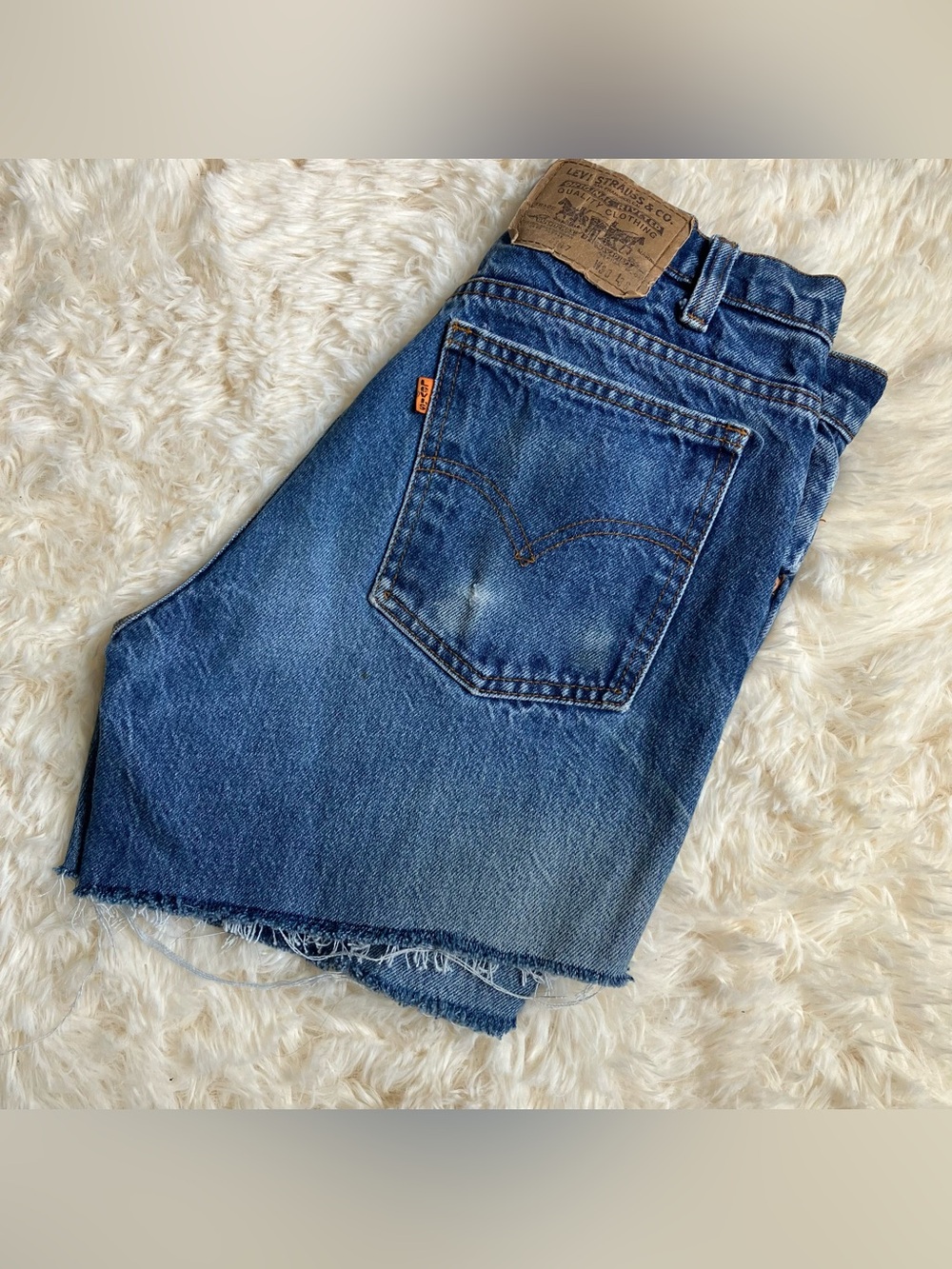 Vintage Orange Tab Levi’s Cutoff Denim Shorts